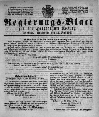 Regierungs-Blatt für das Herzogtum Coburg (Coburger Regierungs-Blatt) Samstag 11. Mai 1867