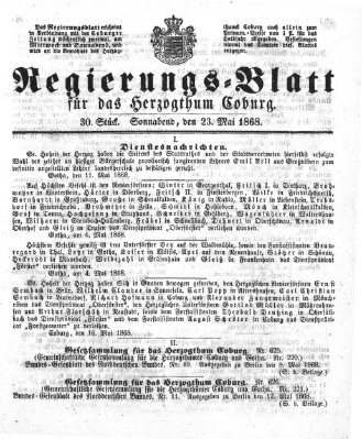 Regierungs-Blatt für das Herzogtum Coburg (Coburger Regierungs-Blatt) Samstag 23. Mai 1868