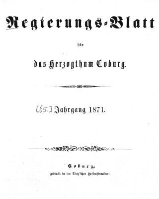 Regierungs-Blatt für das Herzogtum Coburg (Coburger Regierungs-Blatt) Mittwoch 4. Januar 1871