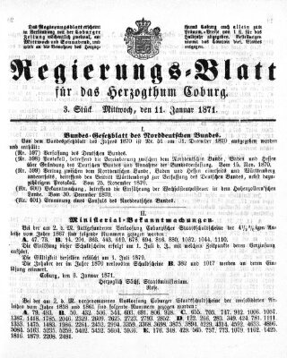 Regierungs-Blatt für das Herzogtum Coburg (Coburger Regierungs-Blatt) Mittwoch 11. Januar 1871