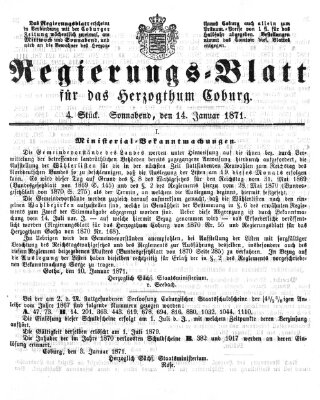 Regierungs-Blatt für das Herzogtum Coburg (Coburger Regierungs-Blatt) Samstag 14. Januar 1871