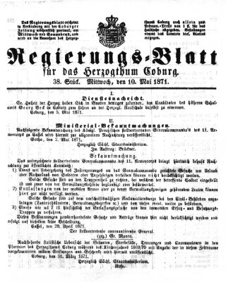 Regierungs-Blatt für das Herzogtum Coburg (Coburger Regierungs-Blatt) Mittwoch 10. Mai 1871