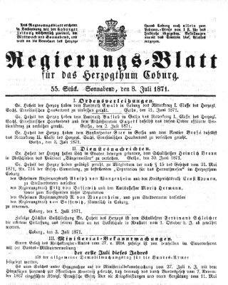 Regierungs-Blatt für das Herzogtum Coburg (Coburger Regierungs-Blatt) Samstag 8. Juli 1871