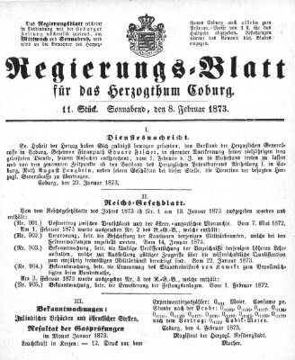 Regierungs-Blatt für das Herzogtum Coburg (Coburger Regierungs-Blatt) Samstag 8. Februar 1873