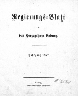 Regierungs-Blatt für das Herzogtum Coburg (Coburger Regierungs-Blatt) Mittwoch 3. Januar 1877