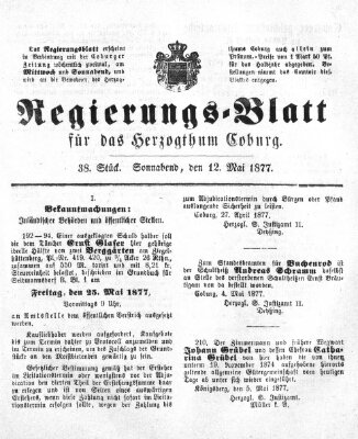 Regierungs-Blatt für das Herzogtum Coburg (Coburger Regierungs-Blatt) Samstag 12. Mai 1877