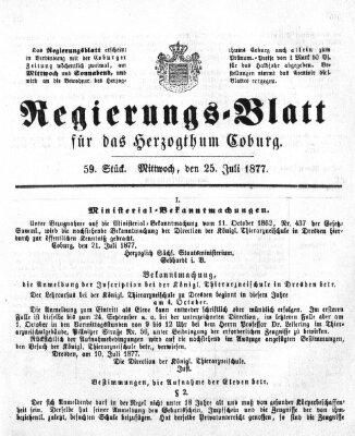 Regierungs-Blatt für das Herzogtum Coburg (Coburger Regierungs-Blatt) Mittwoch 25. Juli 1877