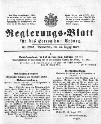 Regierungs-Blatt für das Herzogtum Coburg (Coburger Regierungs-Blatt) Samstag 25. August 1877