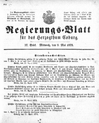 Regierungs-Blatt für das Herzogtum Coburg (Coburger Regierungs-Blatt) Mittwoch 8. Mai 1878