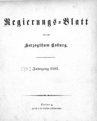 Regierungs-Blatt für das Herzogtum Coburg (Coburger Regierungs-Blatt) Mittwoch 5. Januar 1881