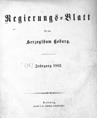 Regierungs-Blatt für das Herzogtum Coburg (Coburger Regierungs-Blatt) Mittwoch 4. Januar 1882