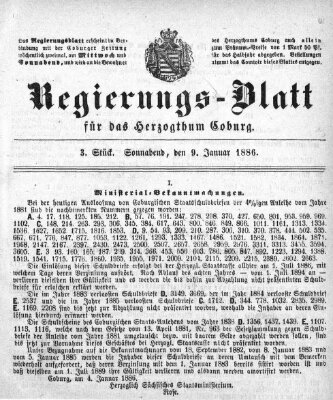 Regierungs-Blatt für das Herzogtum Coburg (Coburger Regierungs-Blatt) Samstag 9. Januar 1886