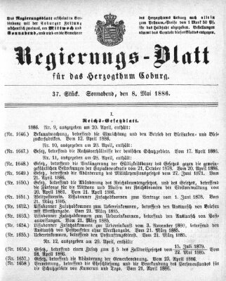 Regierungs-Blatt für das Herzogtum Coburg (Coburger Regierungs-Blatt) Samstag 8. Mai 1886