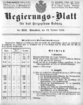 Regierungs-Blatt für das Herzogtum Coburg (Coburger Regierungs-Blatt) Samstag 16. Oktober 1886