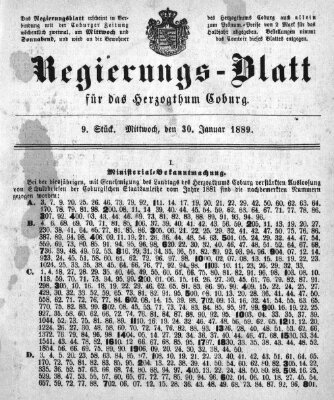 Regierungs-Blatt für das Herzogtum Coburg (Coburger Regierungs-Blatt) Mittwoch 30. Januar 1889