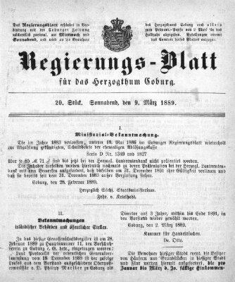 Regierungs-Blatt für das Herzogtum Coburg (Coburger Regierungs-Blatt) Mittwoch 9. März 1898