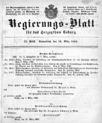 Regierungs-Blatt für das Herzogtum Coburg (Coburger Regierungs-Blatt) Mittwoch 16. März 1898