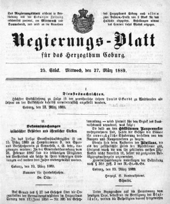 Regierungs-Blatt für das Herzogtum Coburg (Coburger Regierungs-Blatt) Sonntag 27. März 1898