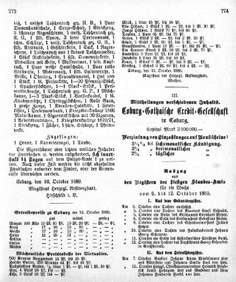 Regierungs-Blatt für das Herzogtum Coburg (Coburger Regierungs-Blatt) Mittwoch 16. Oktober 1889