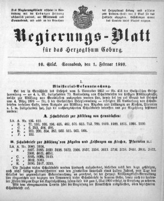 Regierungs-Blatt für das Herzogtum Coburg (Coburger Regierungs-Blatt) Samstag 1. Februar 1890