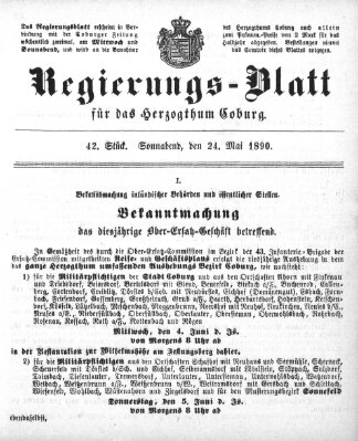 Regierungs-Blatt für das Herzogtum Coburg (Coburger Regierungs-Blatt) Samstag 24. Mai 1890