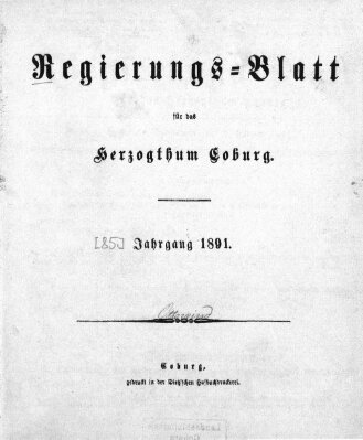 Regierungs-Blatt für das Herzogtum Coburg (Coburger Regierungs-Blatt) Samstag 3. Januar 1891