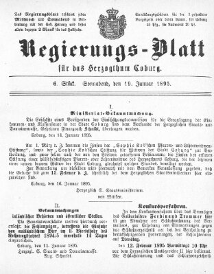 Regierungs-Blatt für das Herzogtum Coburg (Coburger Regierungs-Blatt) Samstag 19. Januar 1895