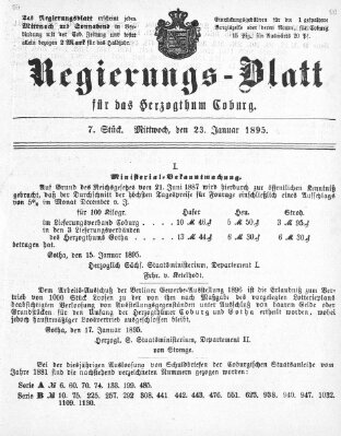 Regierungs-Blatt für das Herzogtum Coburg (Coburger Regierungs-Blatt) Mittwoch 23. Januar 1895