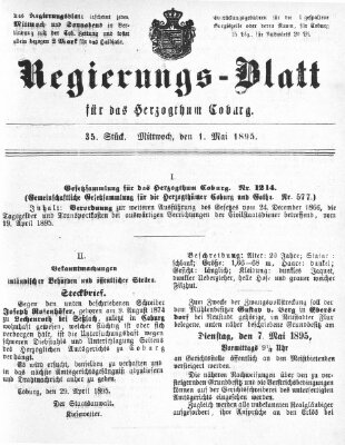 Regierungs-Blatt für das Herzogtum Coburg (Coburger Regierungs-Blatt) Mittwoch 1. Mai 1895