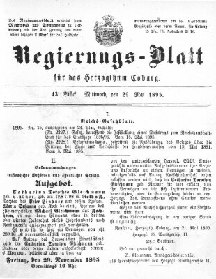 Regierungs-Blatt für das Herzogtum Coburg (Coburger Regierungs-Blatt) Mittwoch 29. Mai 1895