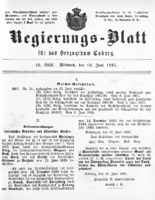 Regierungs-Blatt für das Herzogtum Coburg (Coburger Regierungs-Blatt) Mittwoch 19. Juni 1895