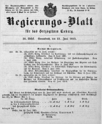 Regierungs-Blatt für das Herzogtum Coburg (Coburger Regierungs-Blatt) Samstag 22. Juni 1895