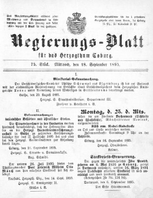 Regierungs-Blatt für das Herzogtum Coburg (Coburger Regierungs-Blatt) Mittwoch 18. September 1895