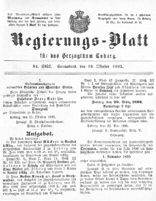 Regierungs-Blatt für das Herzogtum Coburg (Coburger Regierungs-Blatt) Samstag 19. Oktober 1895