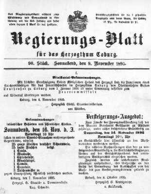 Regierungs-Blatt für das Herzogtum Coburg (Coburger Regierungs-Blatt) Samstag 9. November 1895