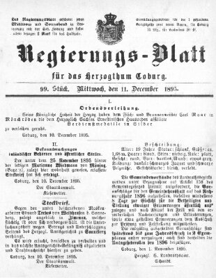 Regierungs-Blatt für das Herzogtum Coburg (Coburger Regierungs-Blatt) Mittwoch 11. Dezember 1895