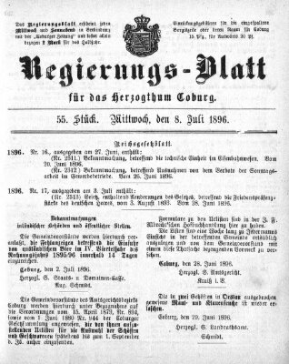 Regierungs-Blatt für das Herzogtum Coburg (Coburger Regierungs-Blatt) Mittwoch 8. Juli 1896