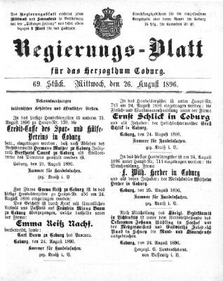 Regierungs-Blatt für das Herzogtum Coburg (Coburger Regierungs-Blatt) Mittwoch 26. August 1896