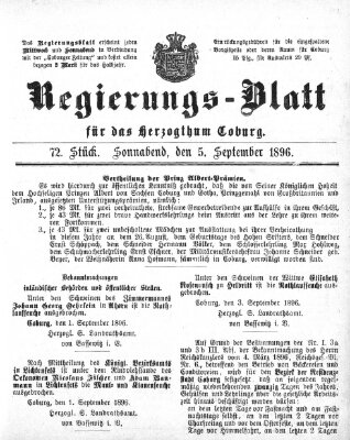 Regierungs-Blatt für das Herzogtum Coburg (Coburger Regierungs-Blatt) Samstag 5. September 1896