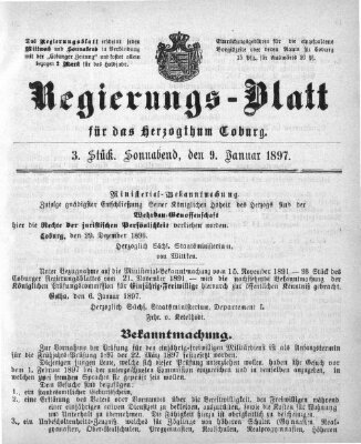 Regierungs-Blatt für das Herzogtum Coburg (Coburger Regierungs-Blatt) Samstag 9. Januar 1897