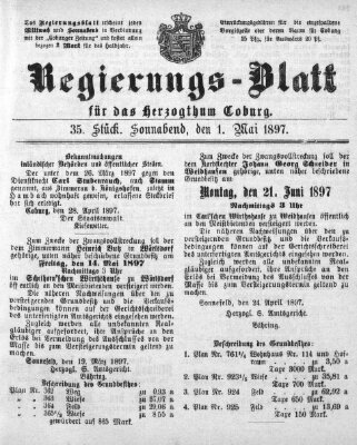 Regierungs-Blatt für das Herzogtum Coburg (Coburger Regierungs-Blatt) Samstag 1. Mai 1897