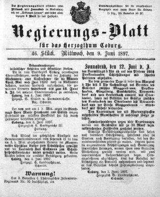 Regierungs-Blatt für das Herzogtum Coburg (Coburger Regierungs-Blatt) Mittwoch 9. Juni 1897