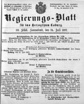 Regierungs-Blatt für das Herzogtum Coburg (Coburger Regierungs-Blatt) Samstag 24. Juli 1897