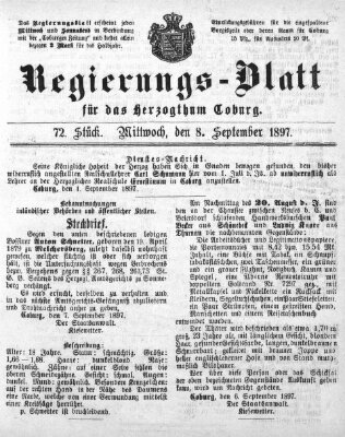 Regierungs-Blatt für das Herzogtum Coburg (Coburger Regierungs-Blatt) Mittwoch 8. September 1897