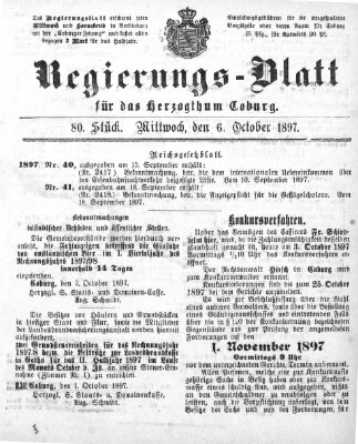 Regierungs-Blatt für das Herzogtum Coburg (Coburger Regierungs-Blatt) Mittwoch 6. Oktober 1897