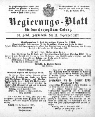 Regierungs-Blatt für das Herzogtum Coburg (Coburger Regierungs-Blatt) Samstag 11. Dezember 1897