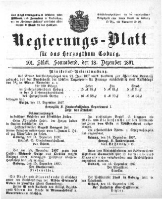 Regierungs-Blatt für das Herzogtum Coburg (Coburger Regierungs-Blatt) Samstag 18. Dezember 1897