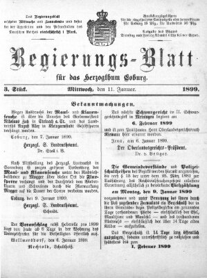 Regierungs-Blatt für das Herzogtum Coburg (Coburger Regierungs-Blatt) Mittwoch 11. Januar 1899