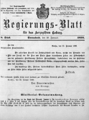 Regierungs-Blatt für das Herzogtum Coburg (Coburger Regierungs-Blatt) Samstag 28. Januar 1899