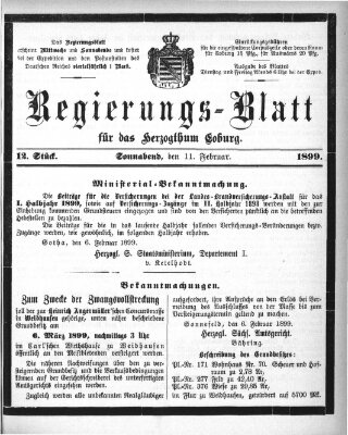 Regierungs-Blatt für das Herzogtum Coburg (Coburger Regierungs-Blatt) Samstag 11. Februar 1899